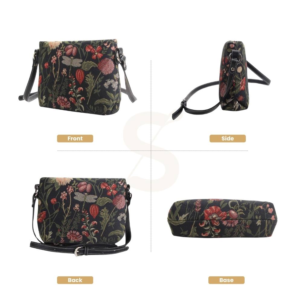 Morning Garden Black Crossbody Bag