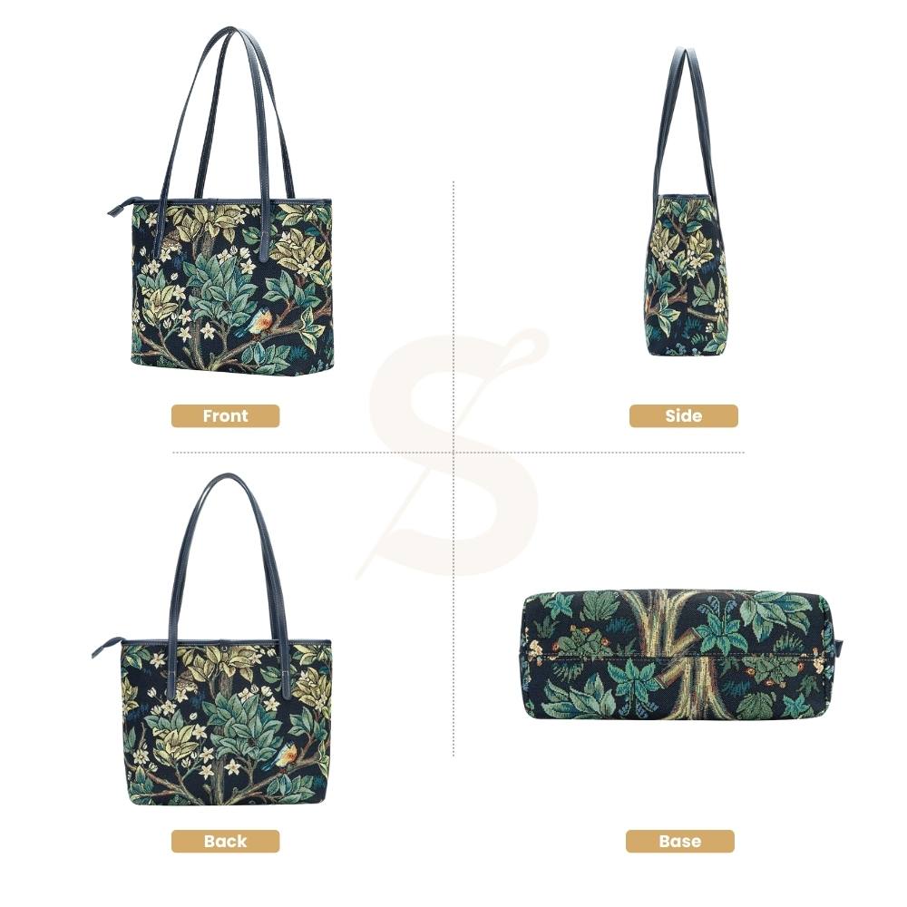 William Morris Tree of Life Blue Shoulder Tote Bag
