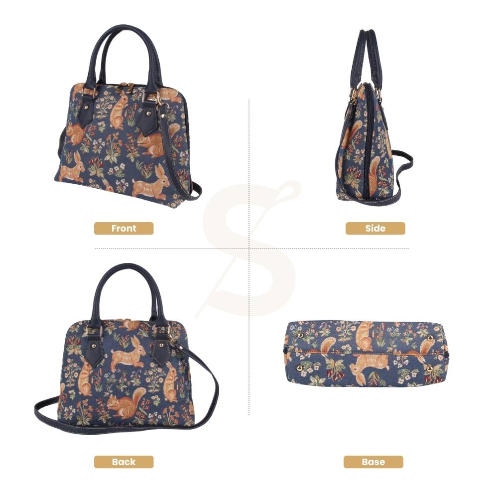 Forest Life Blue Top Handle Purse Handbag