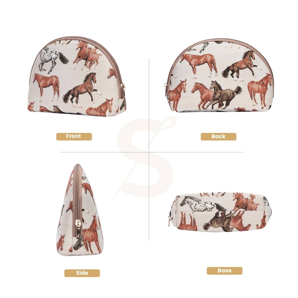 Running Horse Brown Cosmetic Make Up Bag