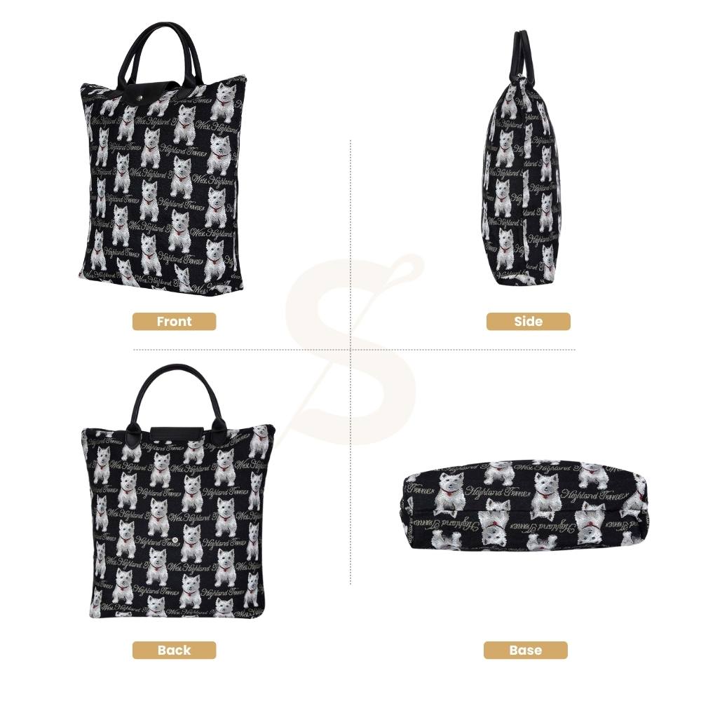 Westie Dog Foldaway Grocery Bag