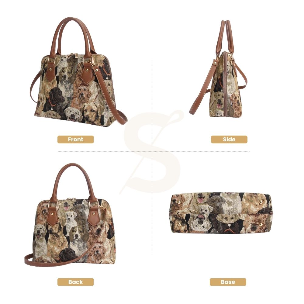 Labrador Brown Convertible Top Handle Purse Handbag