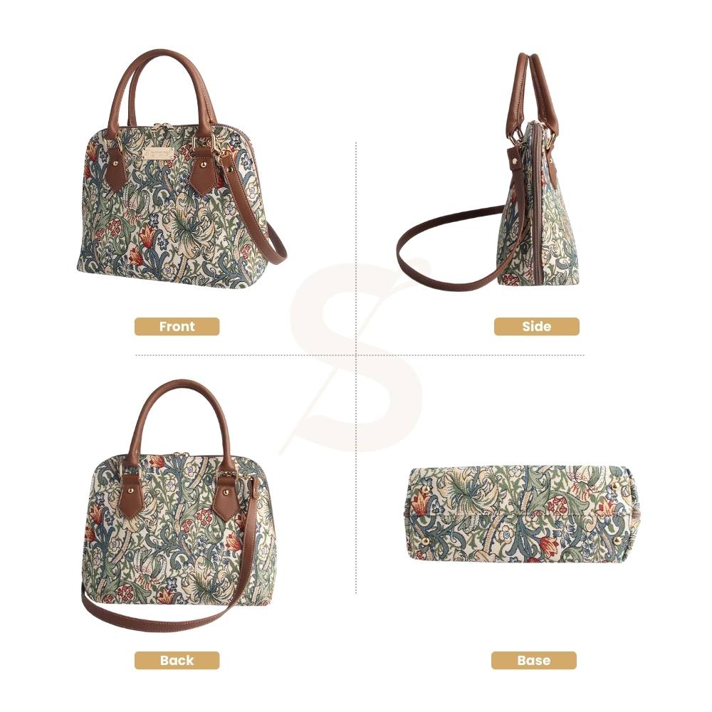 William Morris Golden Lily Convertible Top Handle Purse Handbag