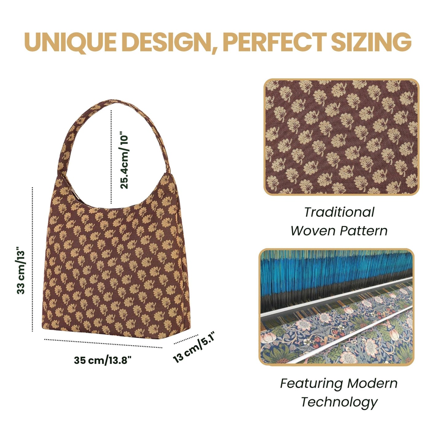 Jane Austen Oak Brown Hobo Handbag Shoulder Bag