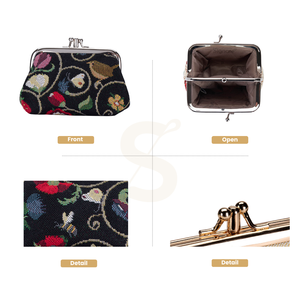 Jacobean Dream Black Frame Purse with Clasp