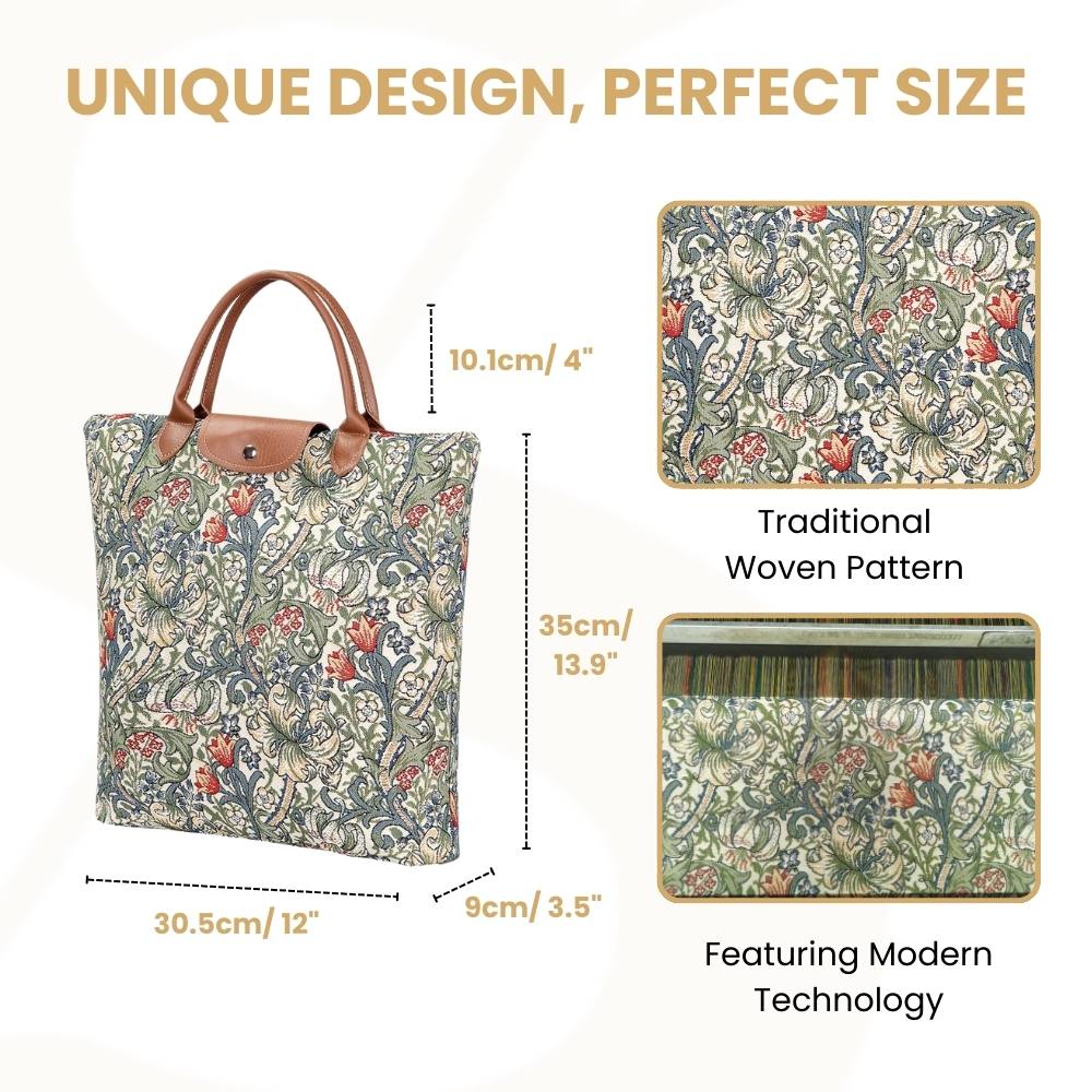 William Morris Golden Lily Foldaway Grocery Bag