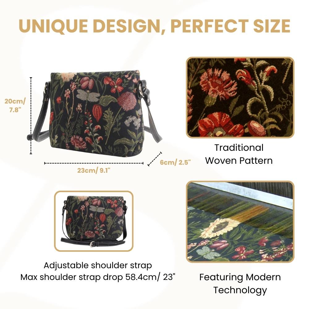 Morning Garden Black Crossbody Bag