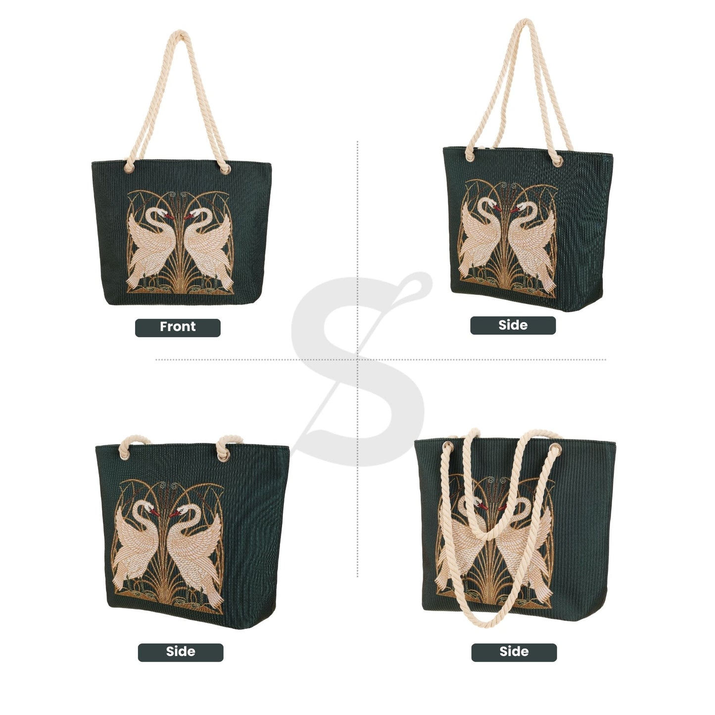 Swan, Iris and Rush Rope Tote Beach Bag