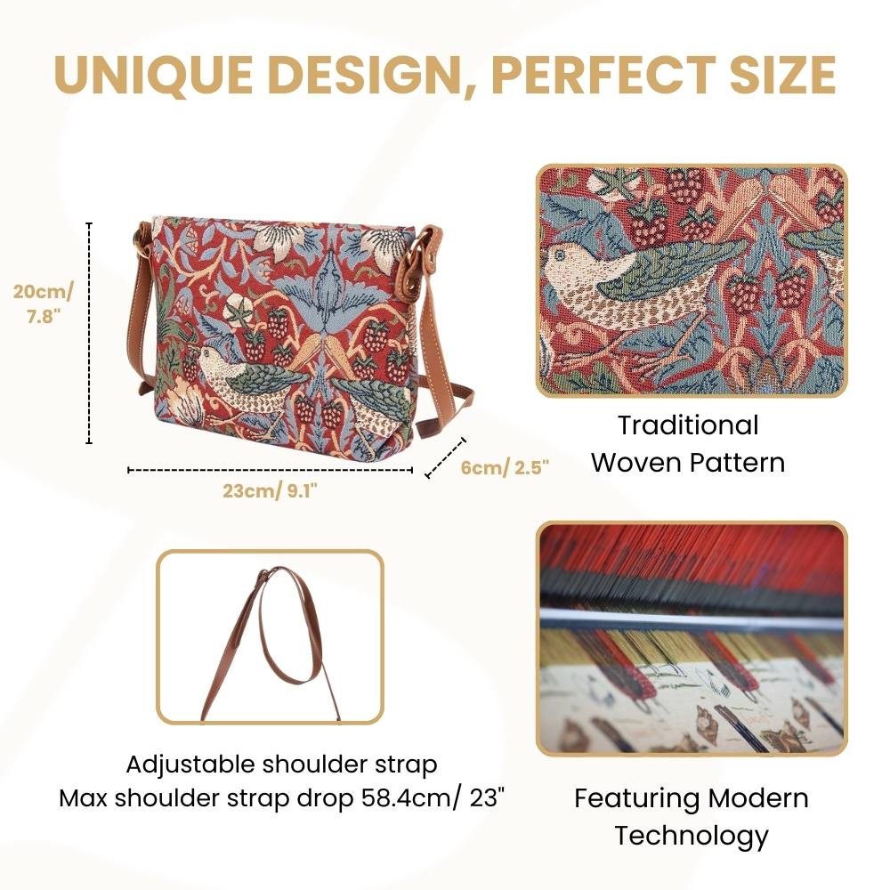 William Morris Strawberry Thief Red Crossbody Bag