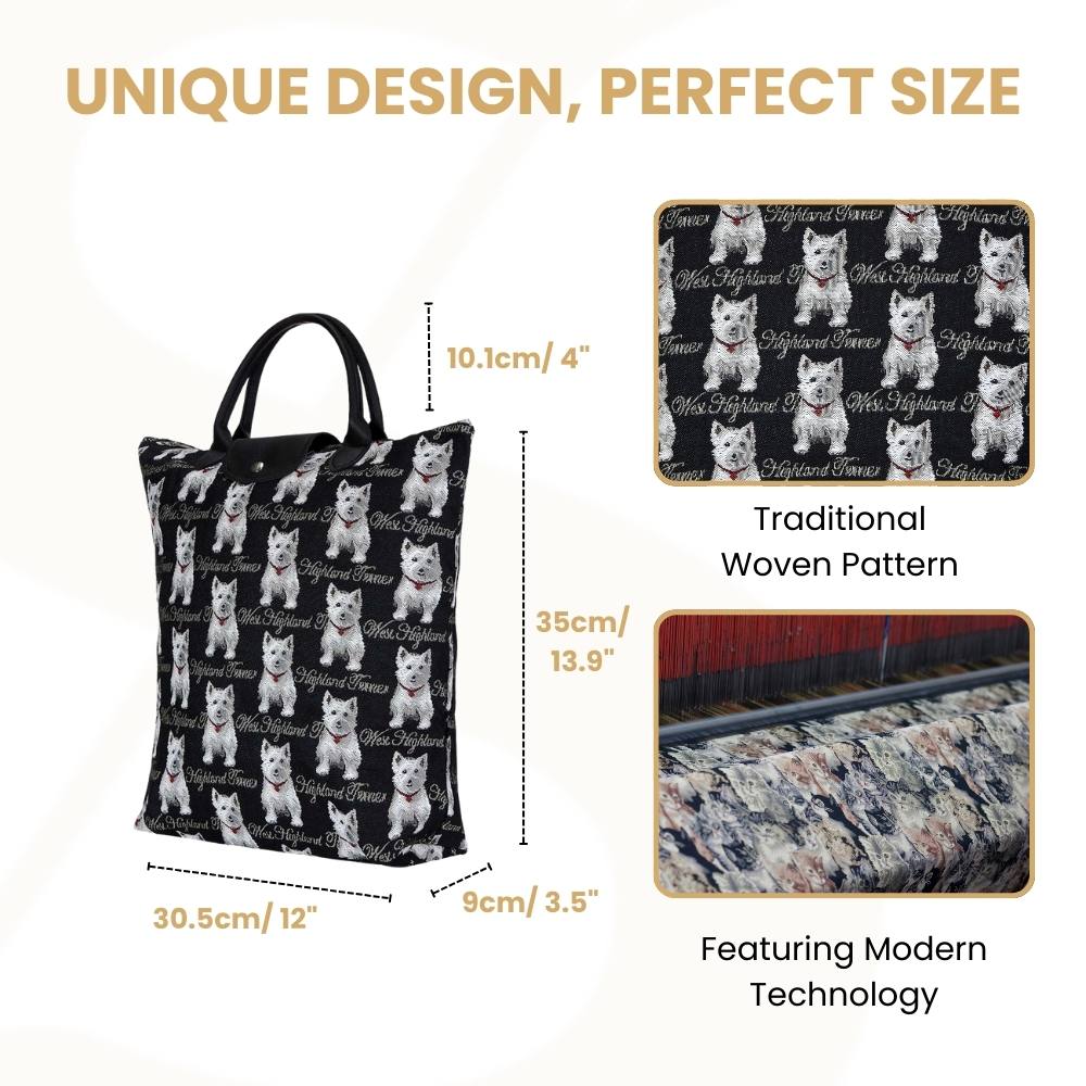Westie Dog Foldaway Grocery Bag
