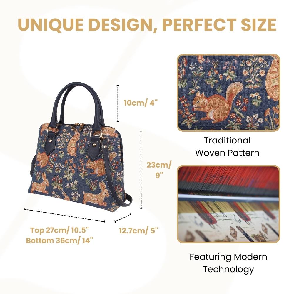 Forest Life Blue Top Handle Purse Handbag