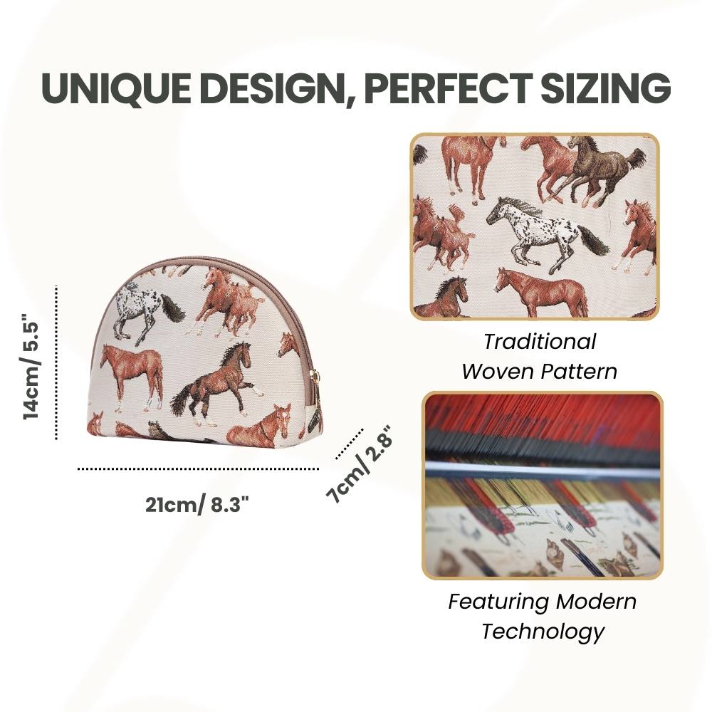 Running Horse Brown Cosmetic Make Up Bag
