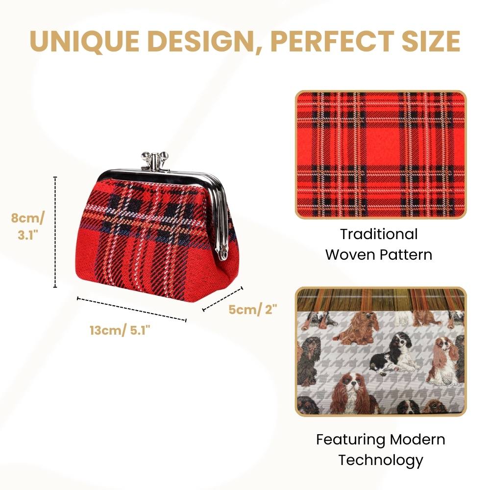 Red Royal Stewart Tartan Frame Purse for Coins