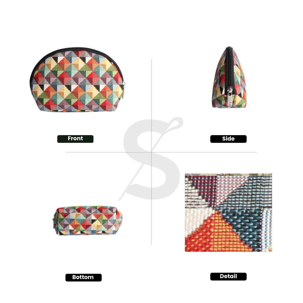 Multicolor Triangle Cosmetic Make Up Bag