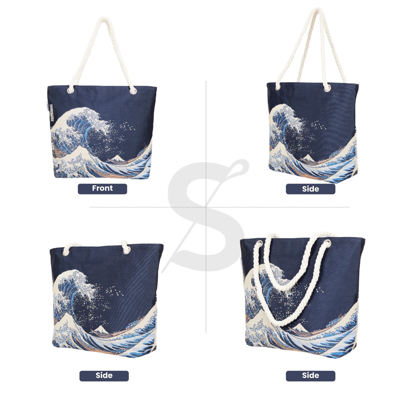 Great Wave off Kanagawa Rope Tote Beach Bag