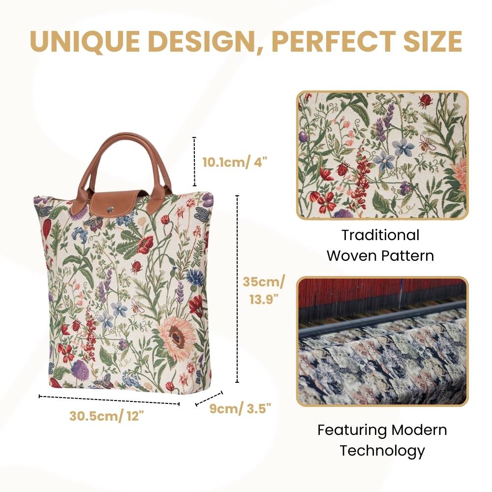 Morning Garden Floral Foldaway Grocery Bag