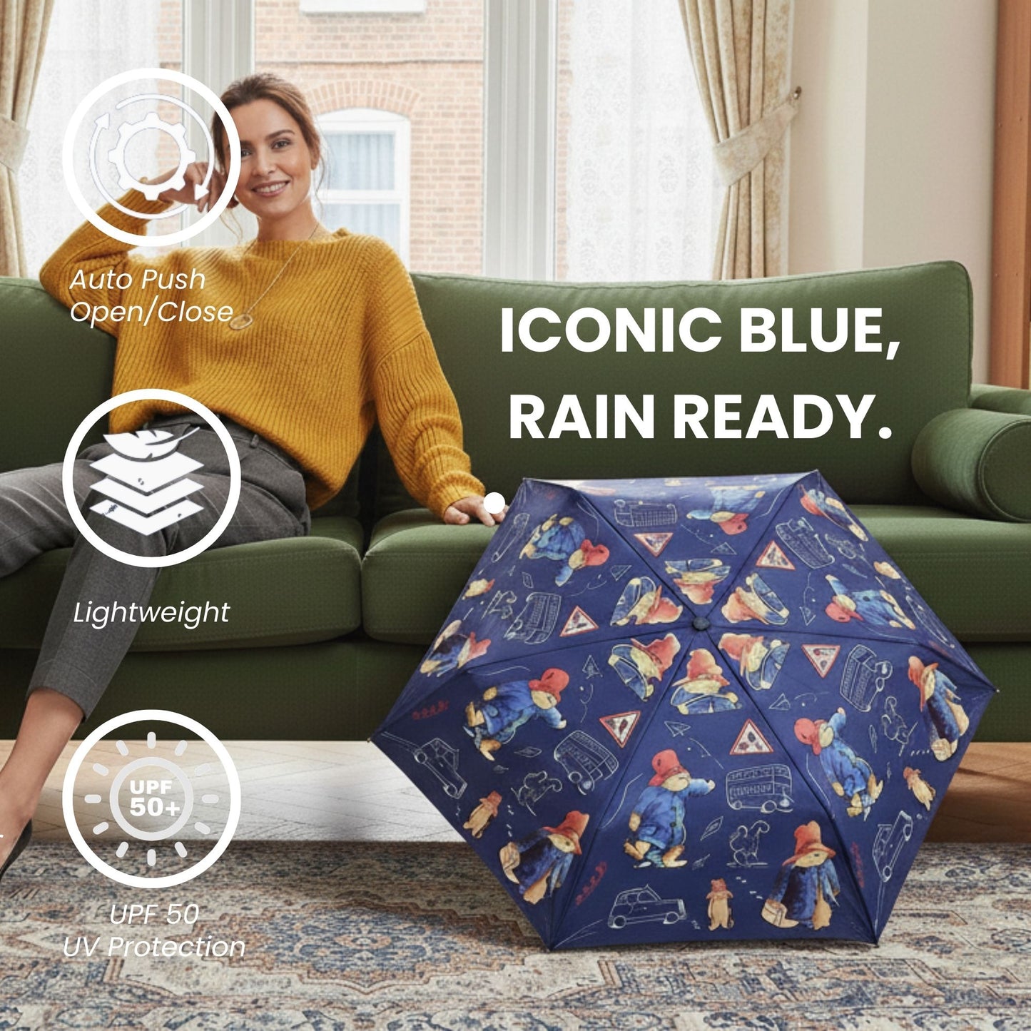 Paddington Bear Blue Automatic Folding Umbrella