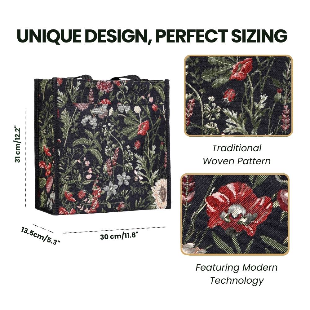 Morning Garden Black Floral Shopper Bag