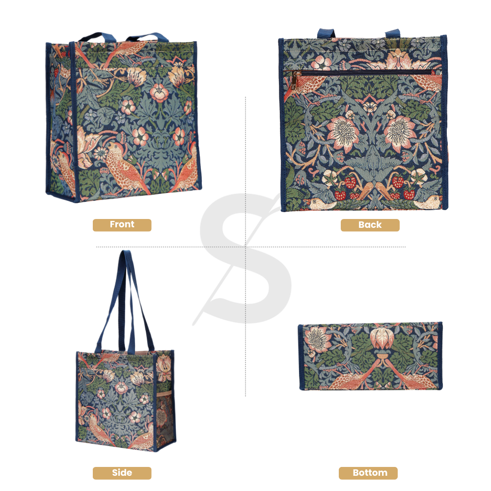 William Morris Strawberry Thief Blue Shopper Bag