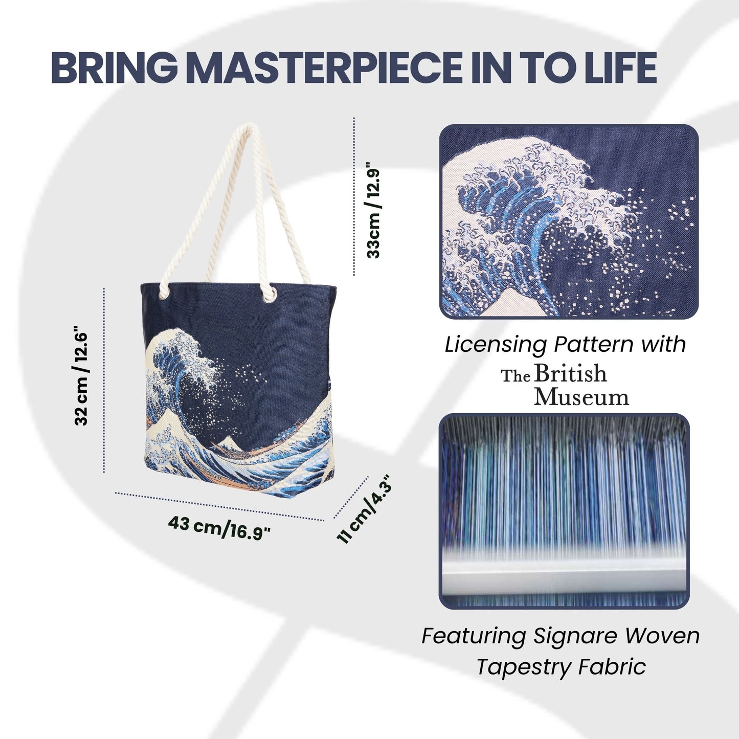 Great Wave off Kanagawa Rope Tote Beach Bag