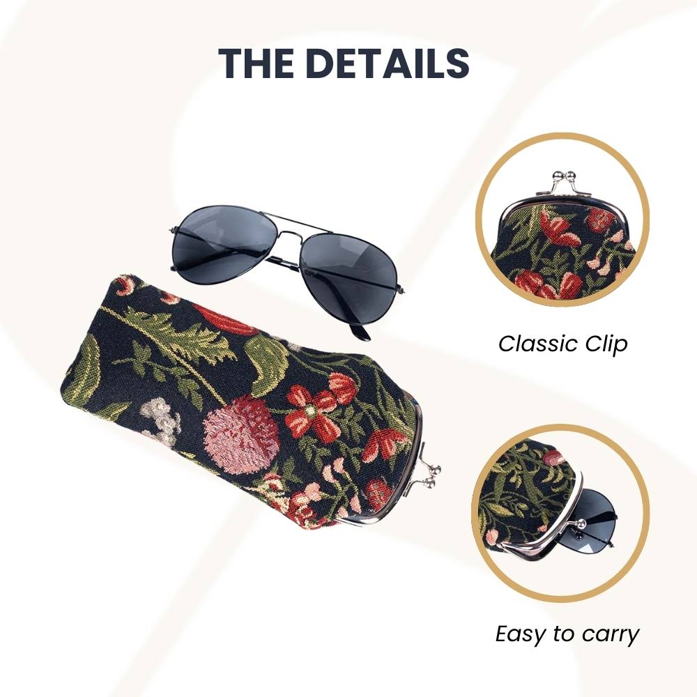 Morning Garden Black Glasses Pouch/ Case