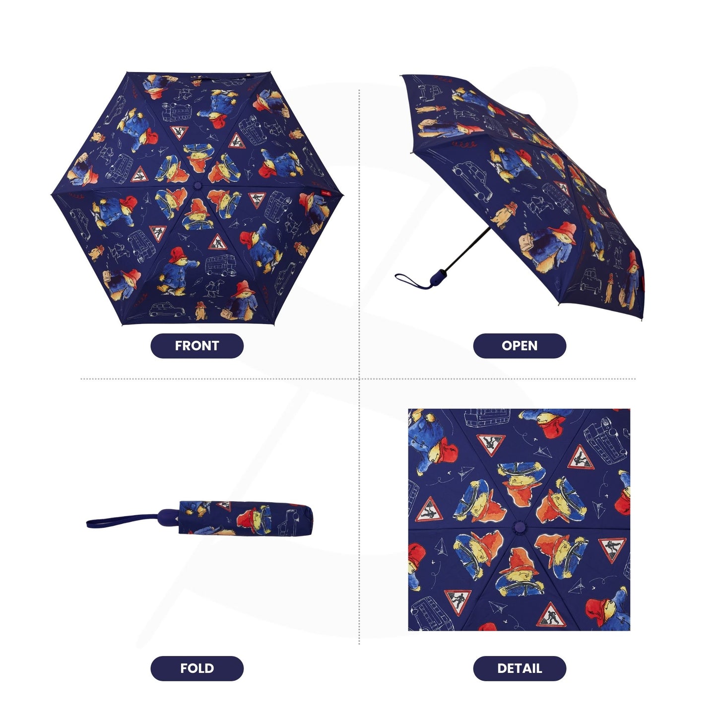 Paddington Bear Blue Automatic Folding Umbrella