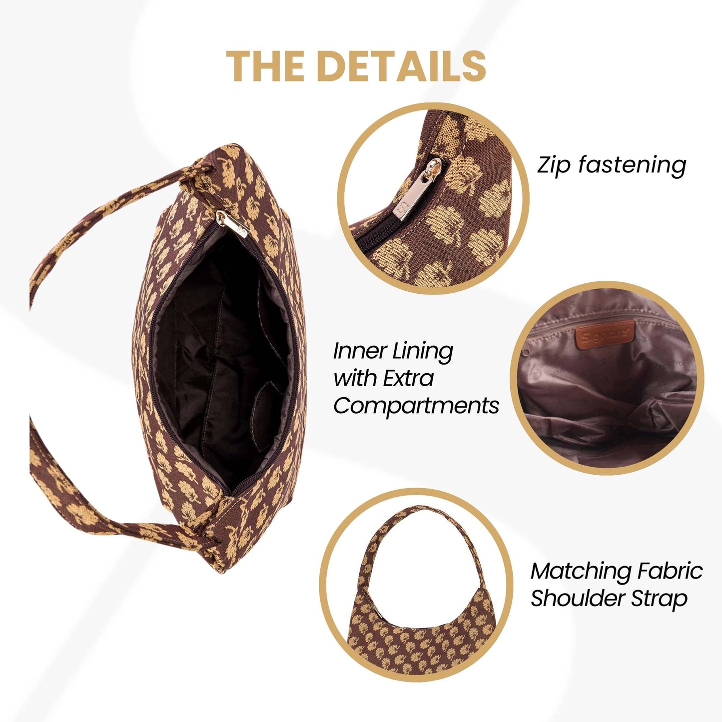 Jane Austen Oak Brown Hobo Handbag Shoulder Bag