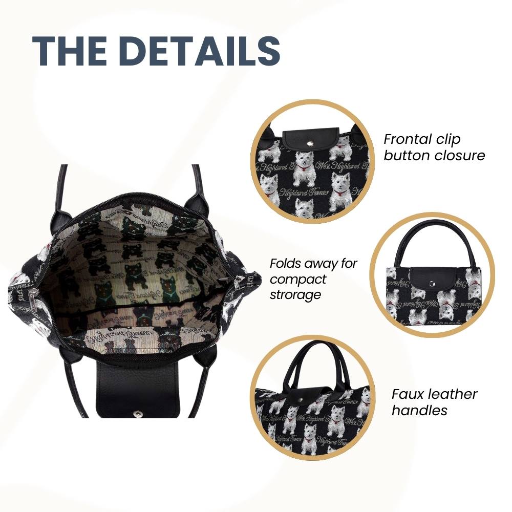 Westie Dog Foldaway Grocery Bag