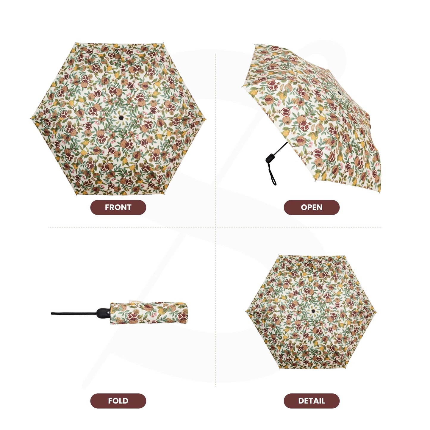 Pomegranate and Lemon Automatic Folding Umbrella
