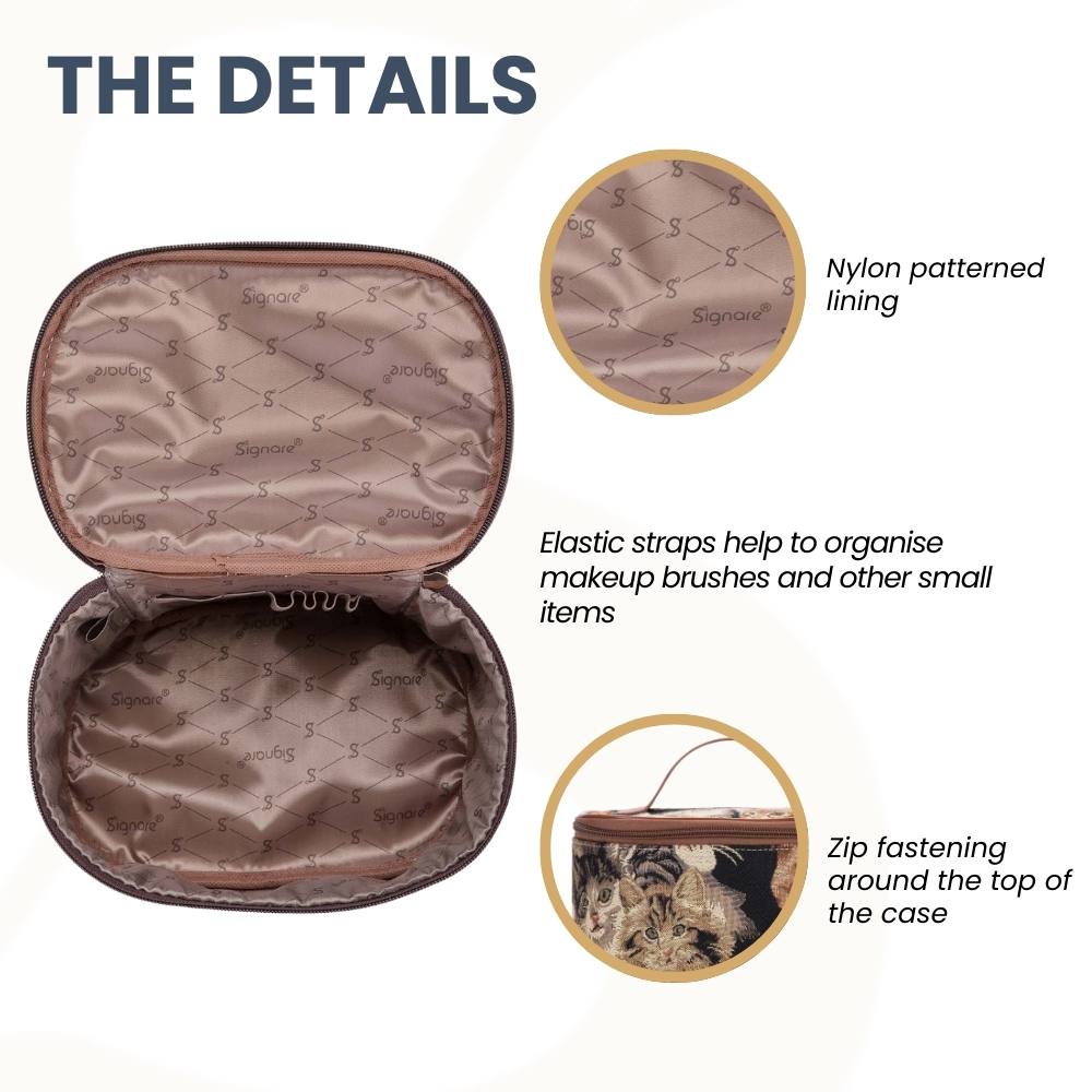 Cat Brown Toiletry Vanity Bag