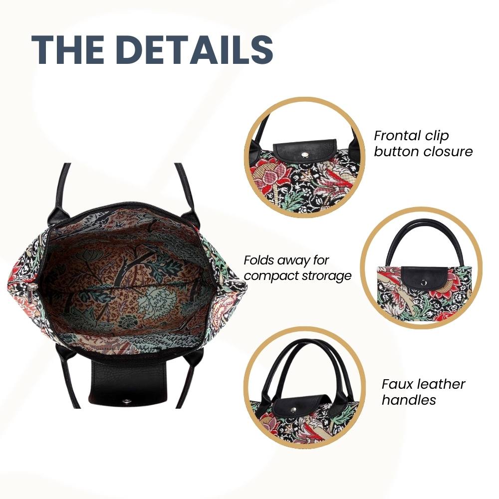 William Morris The Cray Black Foldaway Grocery Bag