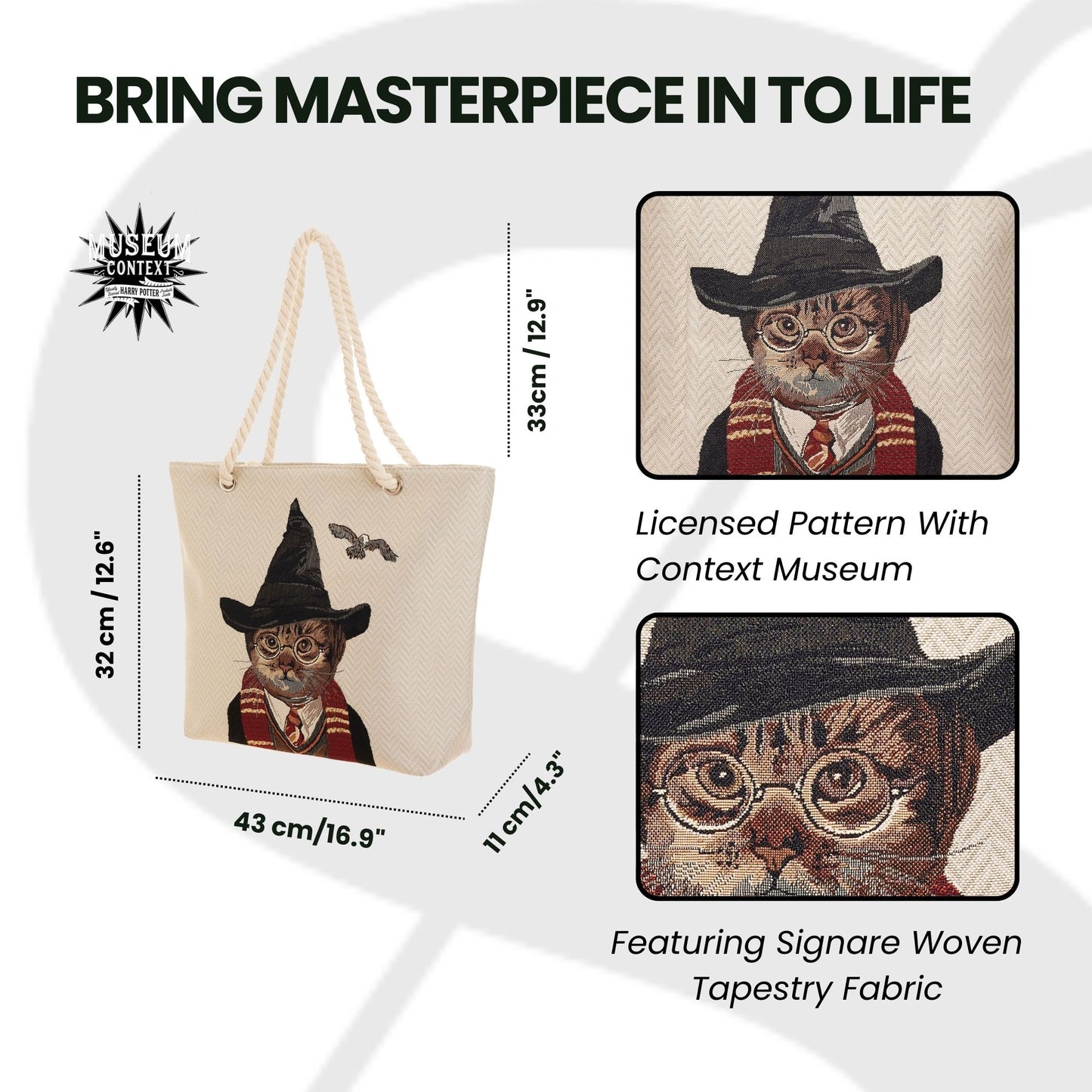Magic Cat Beige Rope Tote Beach Bag