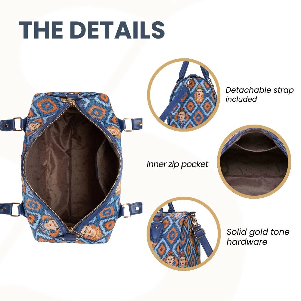 Frida Kahlo Icon Blue Travel Bag