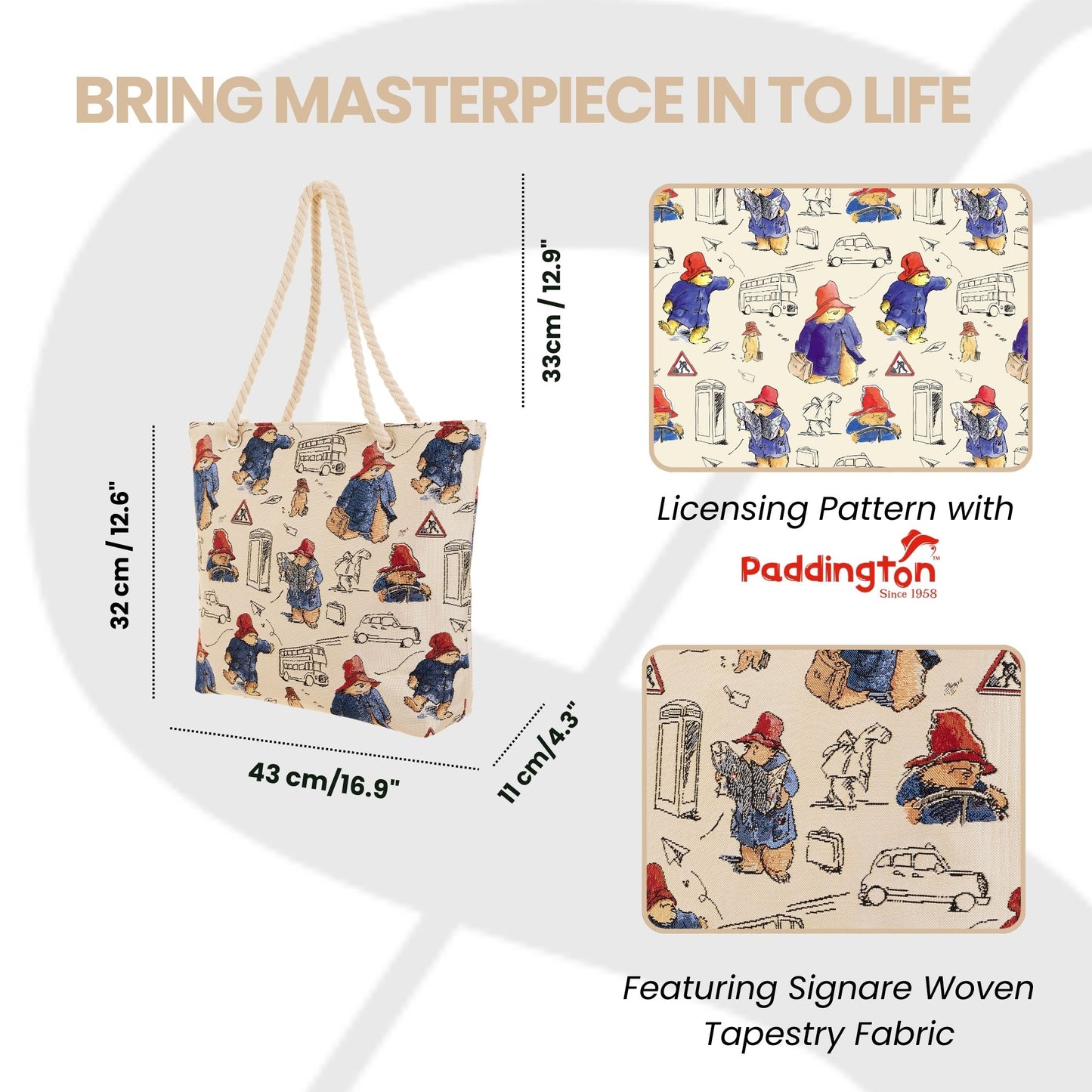 Paddington Bear Rope Tote Beach Bag