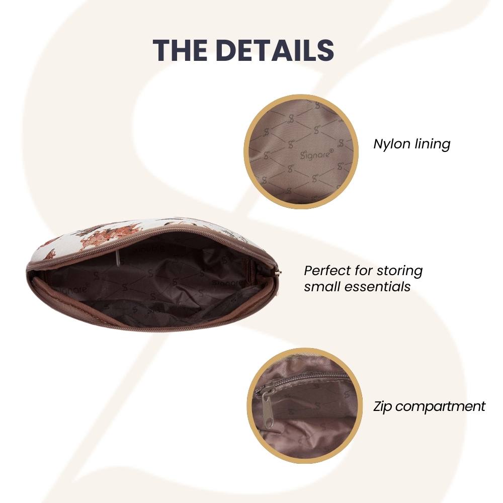 Running Horse Brown Cosmetic Make Up Bag