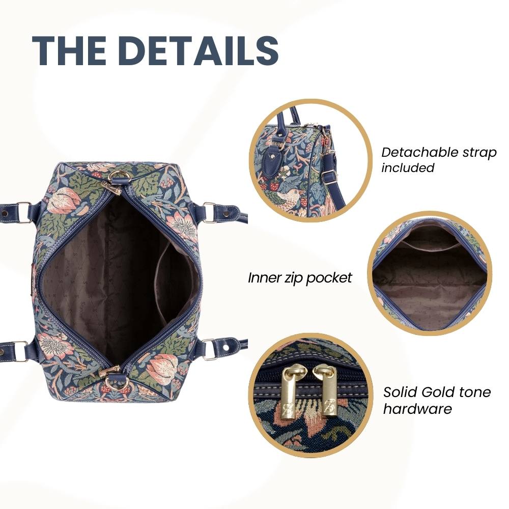 William Morris Strawberry Thief Blue Travel Bag