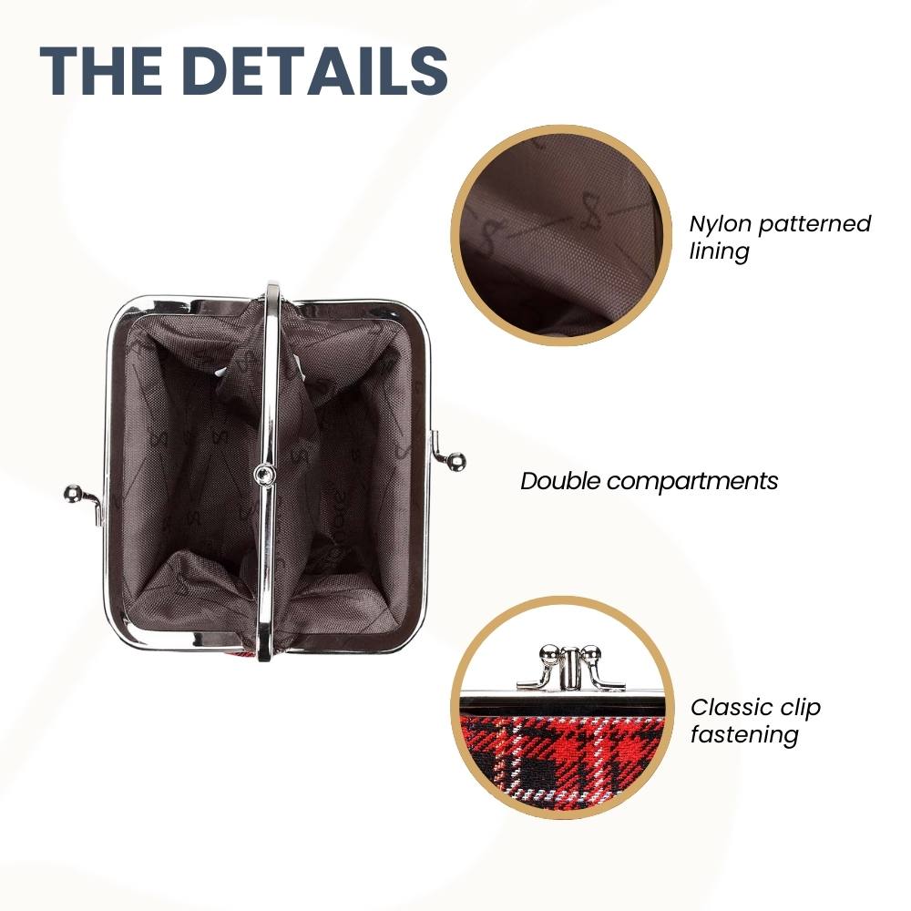 Red Royal Stewart Tartan Frame Purse for Coins