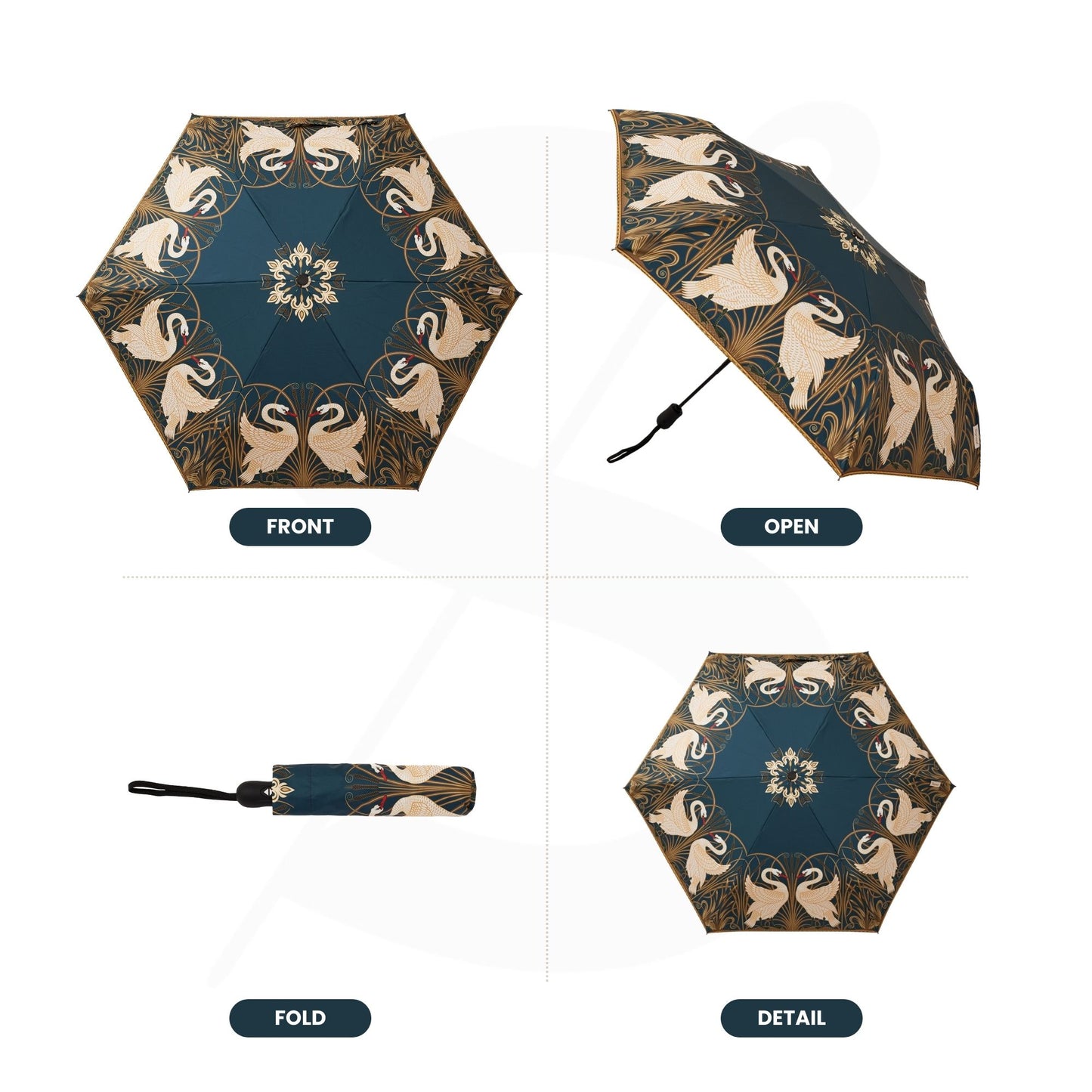 Swan, Iris and Rush Automatic Folding Umbrella