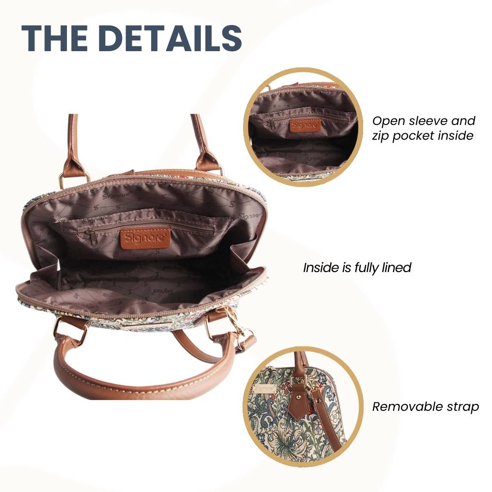 William Morris Golden Lily Convertible Top Handle Purse Handbag