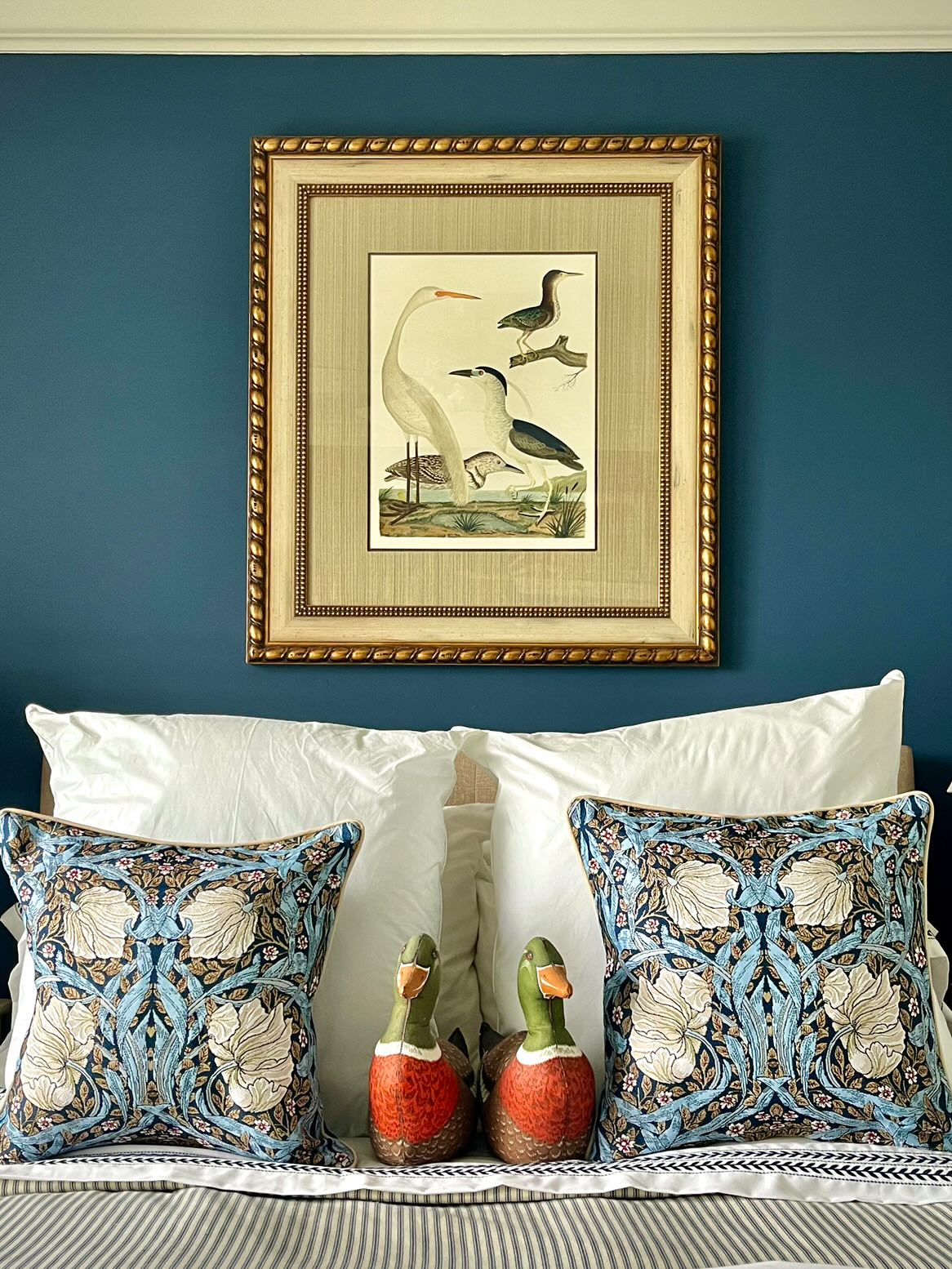 William Morris Pimpernel And Thyme Blue Panelled Pillowcase/Cushion Cover 18x18 Inch