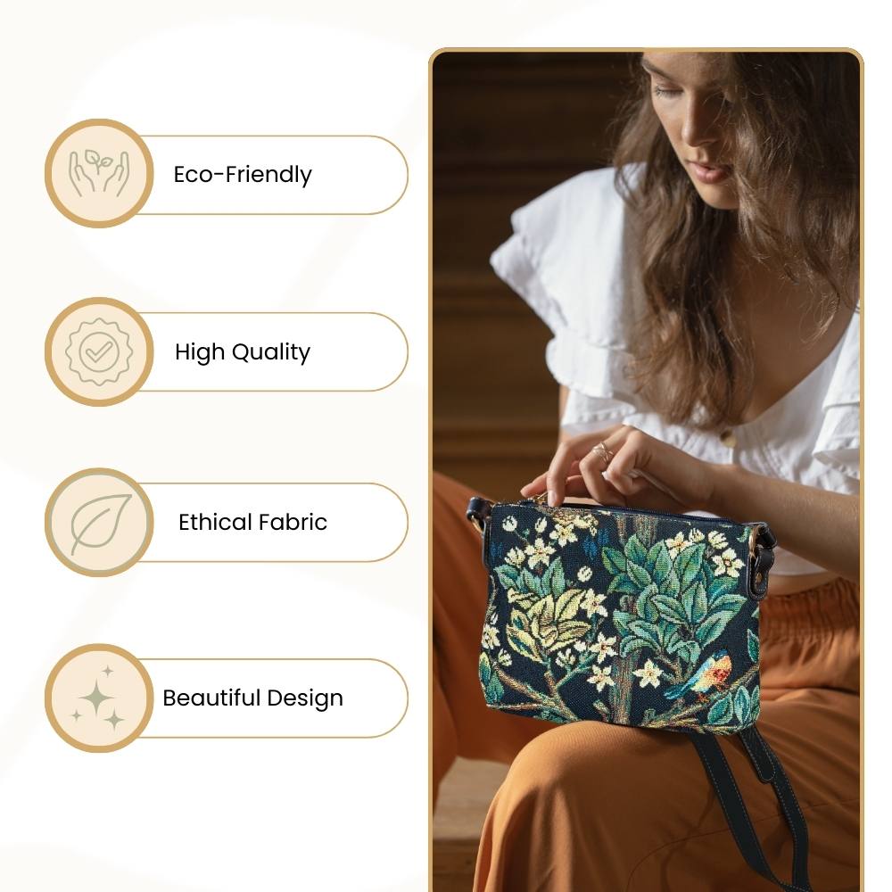 William Morris Tree Of Life Blue Crossbody Bag