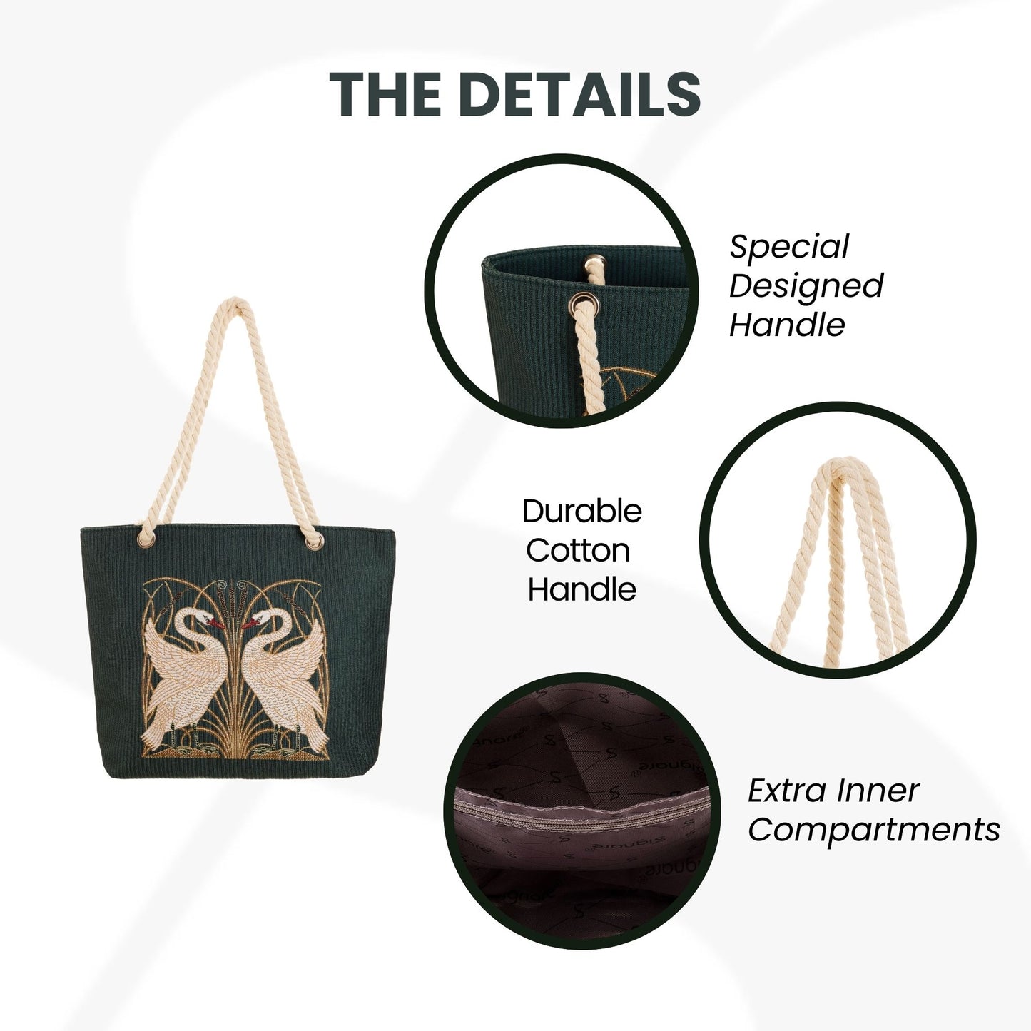 Swan, Iris and Rush Rope Tote Beach Bag