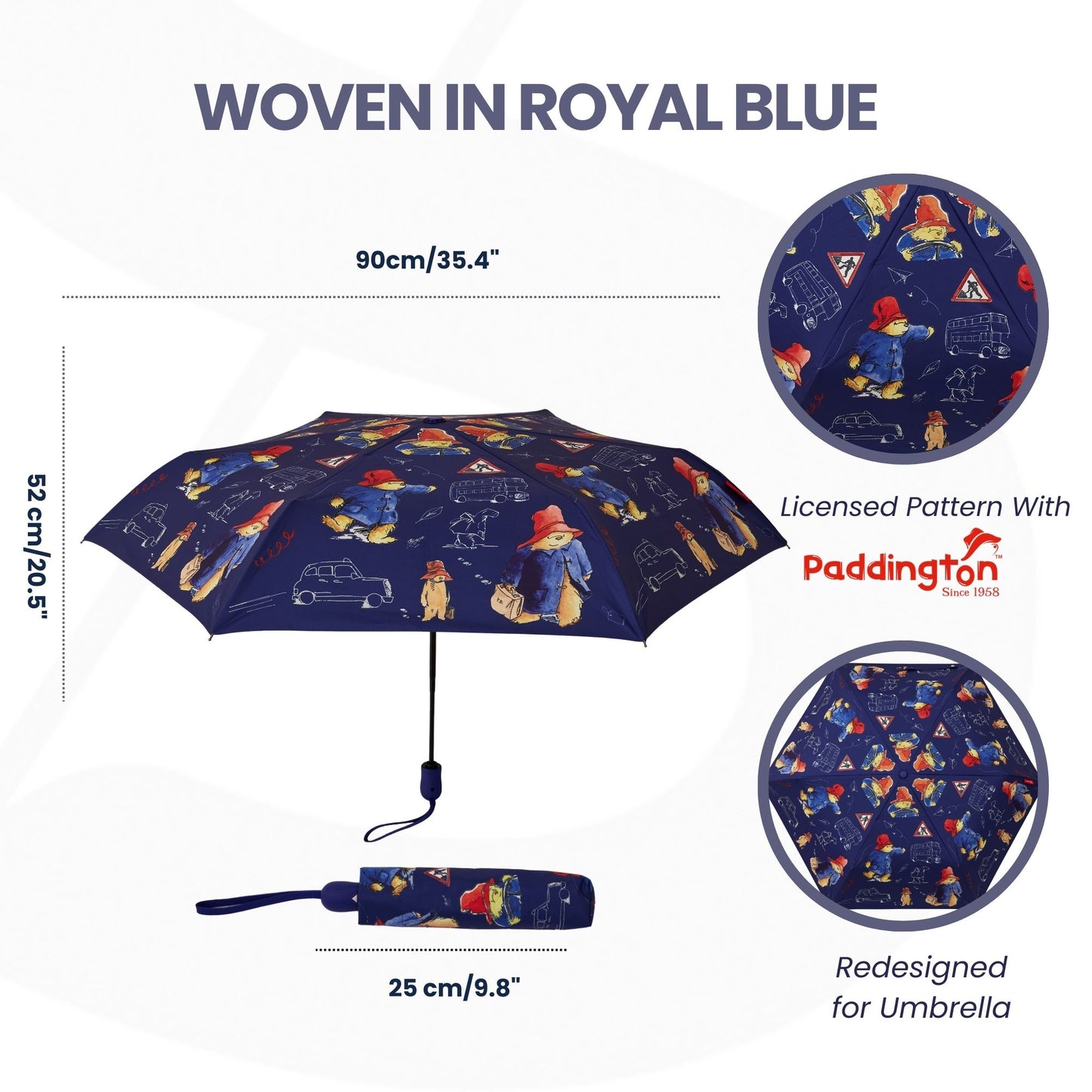Paddington Bear Blue Automatic Folding Umbrella