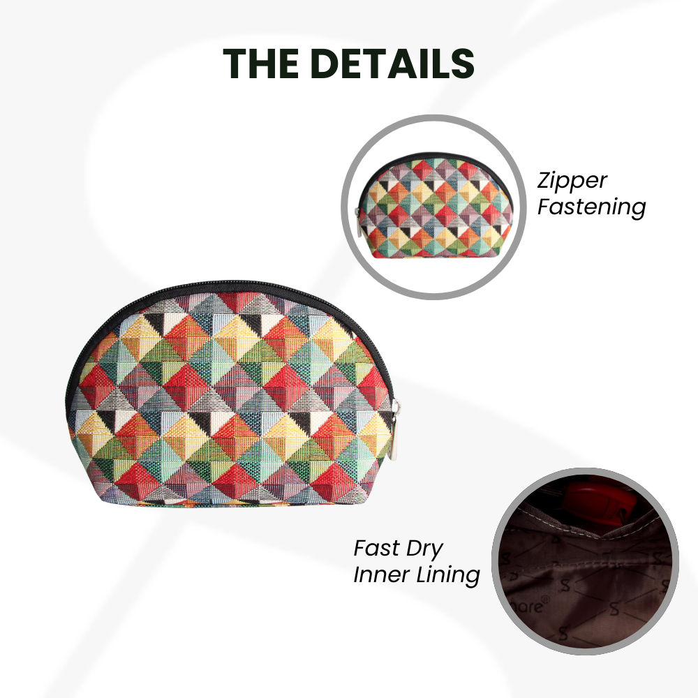 Multicolor Triangle Cosmetic Make Up Bag