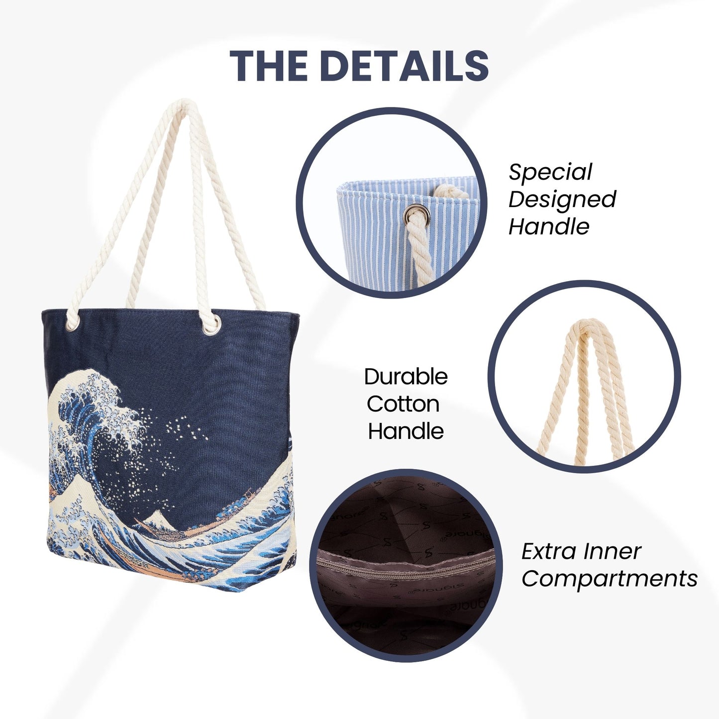 Great Wave off Kanagawa Rope Tote Beach Bag