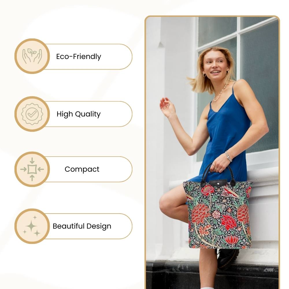 William Morris The Cray Black Foldaway Grocery Bag