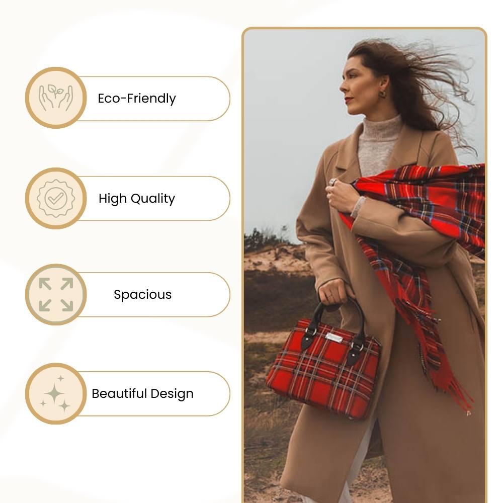 Royal Stewart Tartan Red Convertible Top Handle Purse Handbag