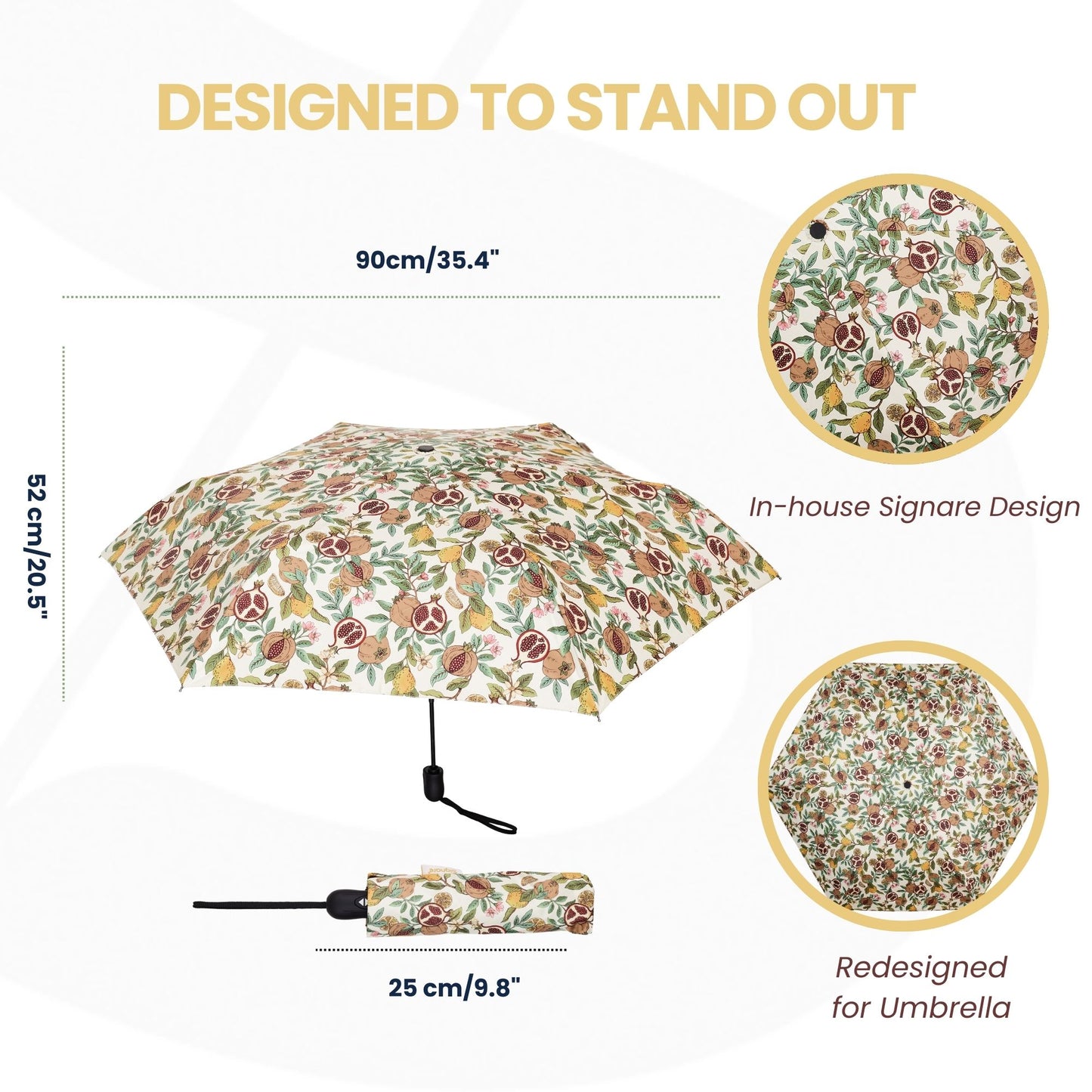 Pomegranate and Lemon Automatic Folding Umbrella