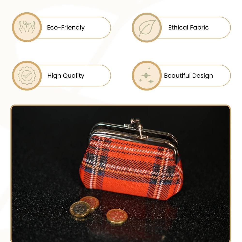 Red Royal Stewart Tartan Frame Purse for Coins