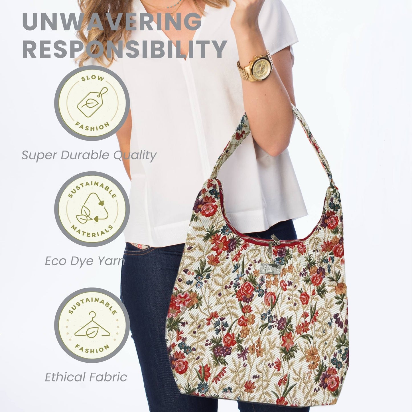 Flower Meadow V&A Licensed Hobo Handbag Shoulder Bag